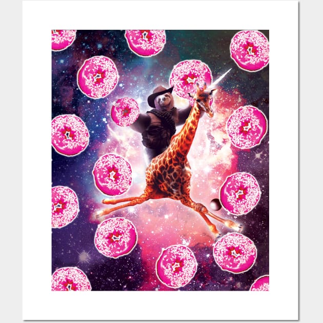 Cowboy Space Sloth On Giraffe Unicorn - Donut Wall Art by Random Galaxy